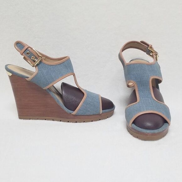 MICHAEL Michael Kors Gillian Washed Denim Wedges - Picture 2 of 9